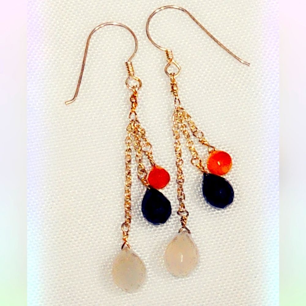 Sterling Silver Gemstone Dangle Earrings